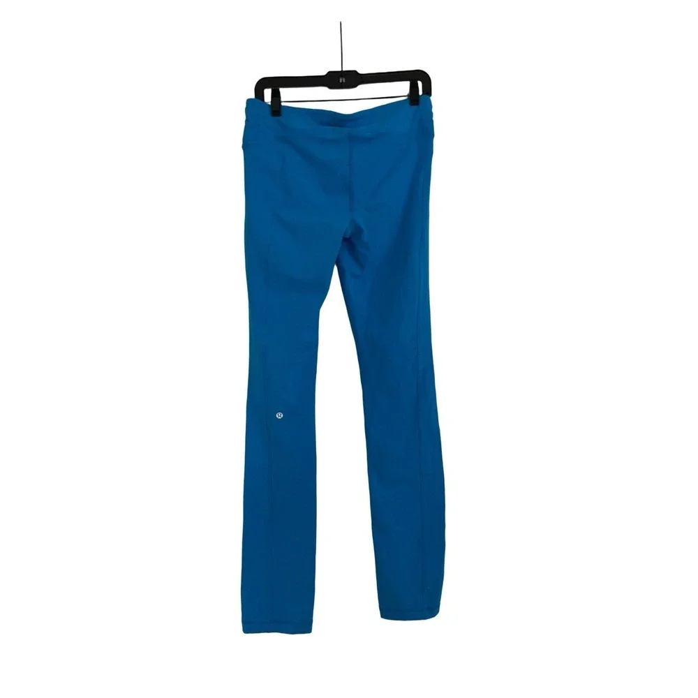Lululemon High Rise Aqua Blue Leggings Size 10R Long Leg 34 Inseam Yoga Pants